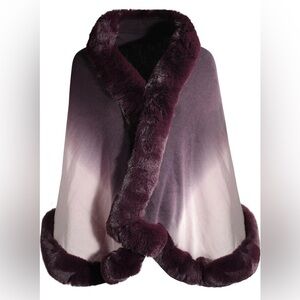 ZLYC Women Winter Faux Fur Shawl Stole Warm Wrap Cape